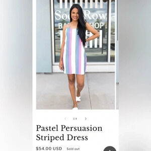 Adeline Clothing Pastel Persuasion Striped Dress NWT